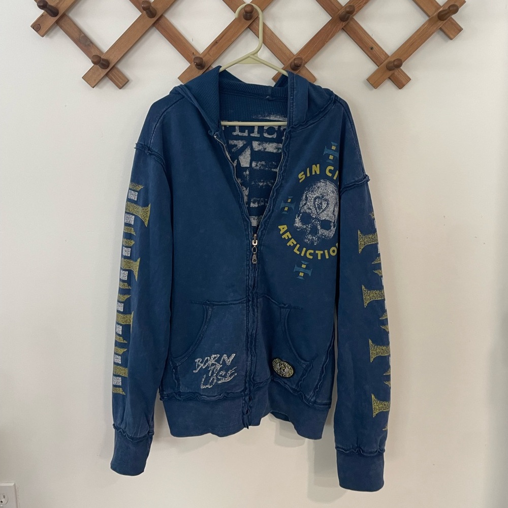 Blue Reversible Affliction jacket size XL